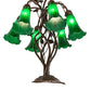 Meyda Lighting Tiffany Pond Lily 18" 6-Light Mahogany Bronze Table Lamp With Green Shade Glass