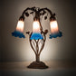 Meyda Lighting Tiffany Pond Lily 18" 6-Light Mahogany Bronze Table Lamp With Pink & Blue Shade Glass