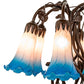 Meyda Lighting Tiffany Pond Lily 18" 6-Light Mahogany Bronze Table Lamp With Pink & Blue Shade Glass