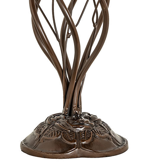 Meyda Lighting Tiffany Pond Lily 18" 6-Light Mahogany Bronze Table Lamp With Pink & Blue Shade Glass