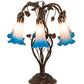 Meyda Lighting Tiffany Pond Lily 18" 6-Light Mahogany Bronze Table Lamp With Pink & Blue Shade Glass
