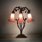 Meyda Lighting Tiffany Pond Lily 18" 6-Light Mahogany Bronze Table Lamp With Pink Shade Glass