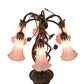 Meyda Lighting Tiffany Pond Lily 18" 6-Light Mahogany Bronze Table Lamp With Pink Shade Glass