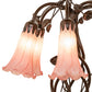 Meyda Lighting Tiffany Pond Lily 18" 6-Light Mahogany Bronze Table Lamp With Pink Shade Glass