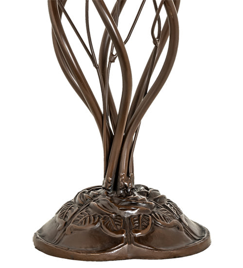 Meyda Lighting Tiffany Pond Lily 18" 6-Light Mahogany Bronze Table Lamp With Pink Shade Glass