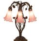 Meyda Lighting Tiffany Pond Lily 18" 6-Light Mahogany Bronze Table Lamp With Pink Shade Glass