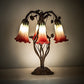 Meyda Lighting Tiffany Pond Lily 18" 6-Light Mahogany Bronze Table Lamp With Red & Green Shade Glass