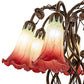 Meyda Lighting Tiffany Pond Lily 18" 6-Light Mahogany Bronze Table Lamp With Red & Green Shade Glass