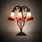 Meyda Lighting Tiffany Pond Lily 18" 6-Light Mahogany Bronze Table Lamp With Red & White Shade Glass