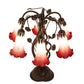 Meyda Lighting Tiffany Pond Lily 18" 6-Light Mahogany Bronze Table Lamp With Red & White Shade Glass