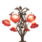 Meyda Lighting Tiffany Pond Lily 18" 6-Light Mahogany Bronze Table Lamp With Red & White Shade Glass