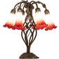 Meyda Lighting Tiffany Pond Lily 18" 6-Light Mahogany Bronze Table Lamp With Red & White Shade Glass
