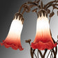 Meyda Lighting Tiffany Pond Lily 18" 6-Light Mahogany Bronze Table Lamp With Red & White Shade Glass