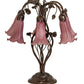 Meyda Lighting Tiffany Pond Lily 18" 6-Light Mahogany Bronze Table Lamp With Violet Shade Glass