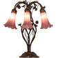 Meyda Lighting Tiffany Pond Lily 18" 6-Light Mahogany Bronze Table Lamp With Violet Shade Glass
