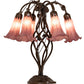Meyda Lighting Tiffany Pond Lily 18" 6-Light Mahogany Bronze Table Lamp With Violet Shade Glass