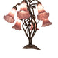 Meyda Lighting Tiffany Pond Lily 18" 6-Light Mahogany Bronze Table Lamp With Violet Shade Glass