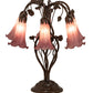 Meyda Lighting Tiffany Pond Lily 18" 6-Light Mahogany Bronze Table Lamp With Violet Shade Glass