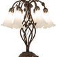 Meyda Lighting Tiffany Pond Lily 18" 6-Light Mahogany Bronze Table Lamp With White Shade Glass