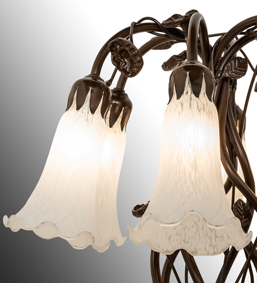 Meyda Lighting Tiffany Pond Lily 18" 6-Light Mahogany Bronze Table Lamp With White Shade Glass