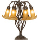 Meyda Lighting Tiffany Pond Lily 19" 6-Light Mahogany Bronze Table Lamp With Amber Favrile Shade Glass
