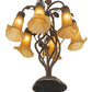 Meyda Lighting Tiffany Pond Lily 19" 6-Light Mahogany Bronze Table Lamp With Amber Favrile Shade Glass