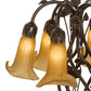 Meyda Lighting Tiffany Pond Lily 19" 6-Light Mahogany Bronze Table Lamp With Amber Favrile Shade Glass