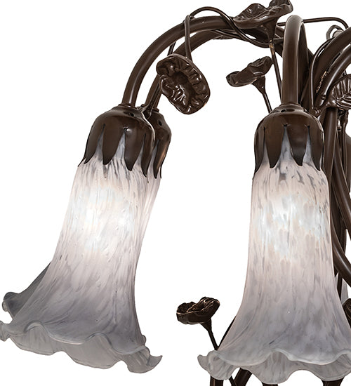 Meyda Lighting Tiffany Pond Lily 19" 6-Light Mahogany Bronze Table Lamp With Gray Favrile Shade Glass