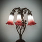 Meyda Lighting Tiffany Pond Lily 19" 6-Light Mahogany Bronze Table Lamp With Pink & White Shade Glass