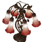 Meyda Lighting Tiffany Pond Lily 19" 6-Light Mahogany Bronze Table Lamp With Pink & White Shade Glass