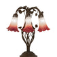 Meyda Lighting Tiffany Pond Lily 19" 6-Light Mahogany Bronze Table Lamp With Pink & White Shade Glass