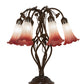 Meyda Lighting Tiffany Pond Lily 19" 6-Light Mahogany Bronze Table Lamp With Pink & White Shade Glass