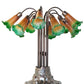 Meyda Lighting Tiffany Pond Lily 22" 10-Light Mahogany Bronze Table Lamp With Amber and Green Shade Glass