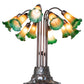 Meyda Lighting Tiffany Pond Lily 22" 10-Light Mahogany Bronze Table Lamp With Amber and Green Shade Glass