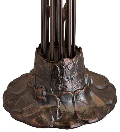 Meyda Lighting Tiffany Pond Lily 22" 10-Light Mahogany Bronze Table Lamp With Amber and Green Shade Glass