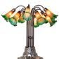 Meyda Lighting Tiffany Pond Lily 22" 10-Light Mahogany Bronze Table Lamp With Amber and Green Shade Glass