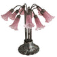 Meyda Lighting Tiffany Pond Lily 22" 10-Light Mahogany Bronze Table Lamp With Lavender Shade Glass