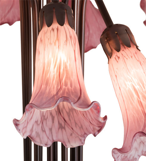 Meyda Lighting Tiffany Pond Lily 22" 10-Light Mahogany Bronze Table Lamp With Lavender Shade Glass