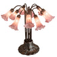 Meyda Lighting Tiffany Pond Lily 22" 10-Light Mahogany Bronze Table Lamp With Lavender Shade Glass