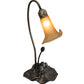 Meyda Lighting Tiffany Pond Lily 226297 16" Mahogany Bronze Accent Table Lamp With Amber Shade Glass