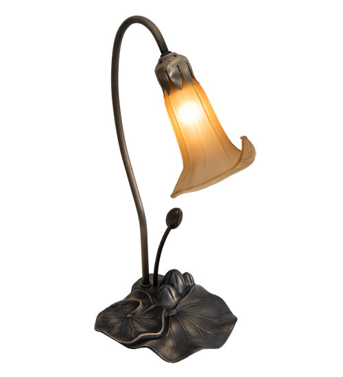 Meyda Lighting Tiffany Pond Lily 226297 16" Mahogany Bronze Accent Table Lamp With Amber Shade Glass
