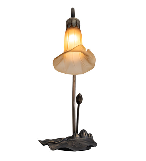 Meyda Lighting Tiffany Pond Lily 226297 16" Mahogany Bronze Accent Table Lamp With Amber Shade Glass