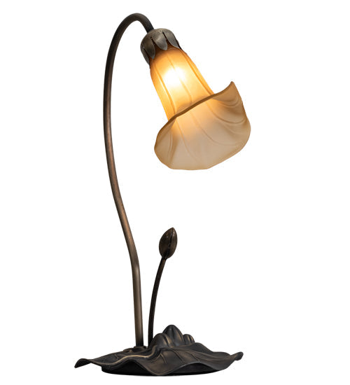 Meyda Lighting Tiffany Pond Lily 226297 16" Mahogany Bronze Accent Table Lamp With Amber Shade Glass