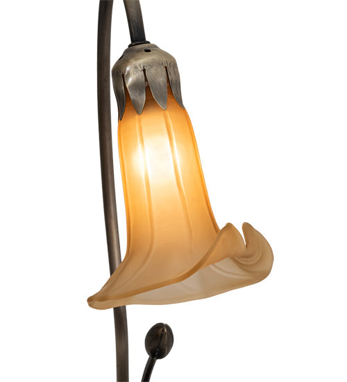 Meyda Lighting Tiffany Pond Lily 226297 16" Mahogany Bronze Accent Table Lamp With Amber Shade Glass