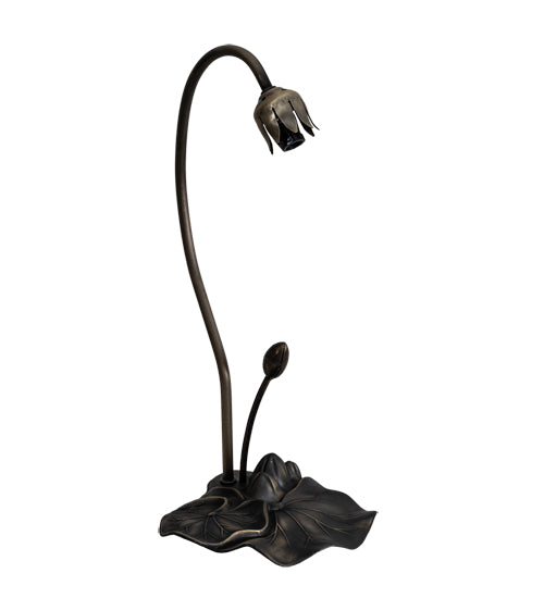 Meyda Lighting Tiffany Pond Lily 226297 16" Mahogany Bronze Accent Table Lamp With Amber Shade Glass