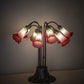 Meyda Lighting Tiffany Pond Lily 24" 10-Light Mahogany Bronze Table Lamp With Cranberry & Light Green Shade Glass