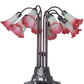 Meyda Lighting Tiffany Pond Lily 24" 10-Light Mahogany Bronze Table Lamp With Cranberry & Light Green Shade Glass