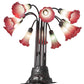 Meyda Lighting Tiffany Pond Lily 24" 10-Light Mahogany Bronze Table Lamp With Cranberry & Light Green Shade Glass