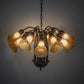 Meyda Lighting Tiffany Pond Lily 24" 12-Light Mahogany Bronze Chandelier With Amber Favrile Shade Glass