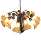 Meyda Lighting Tiffany Pond Lily 24" 12-Light Mahogany Bronze Chandelier With Amber Favrile Shade Glass